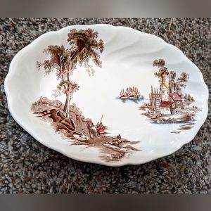Vintage "The Old Mill" Oval Serving Platter by Johnson Brothers/Made in England